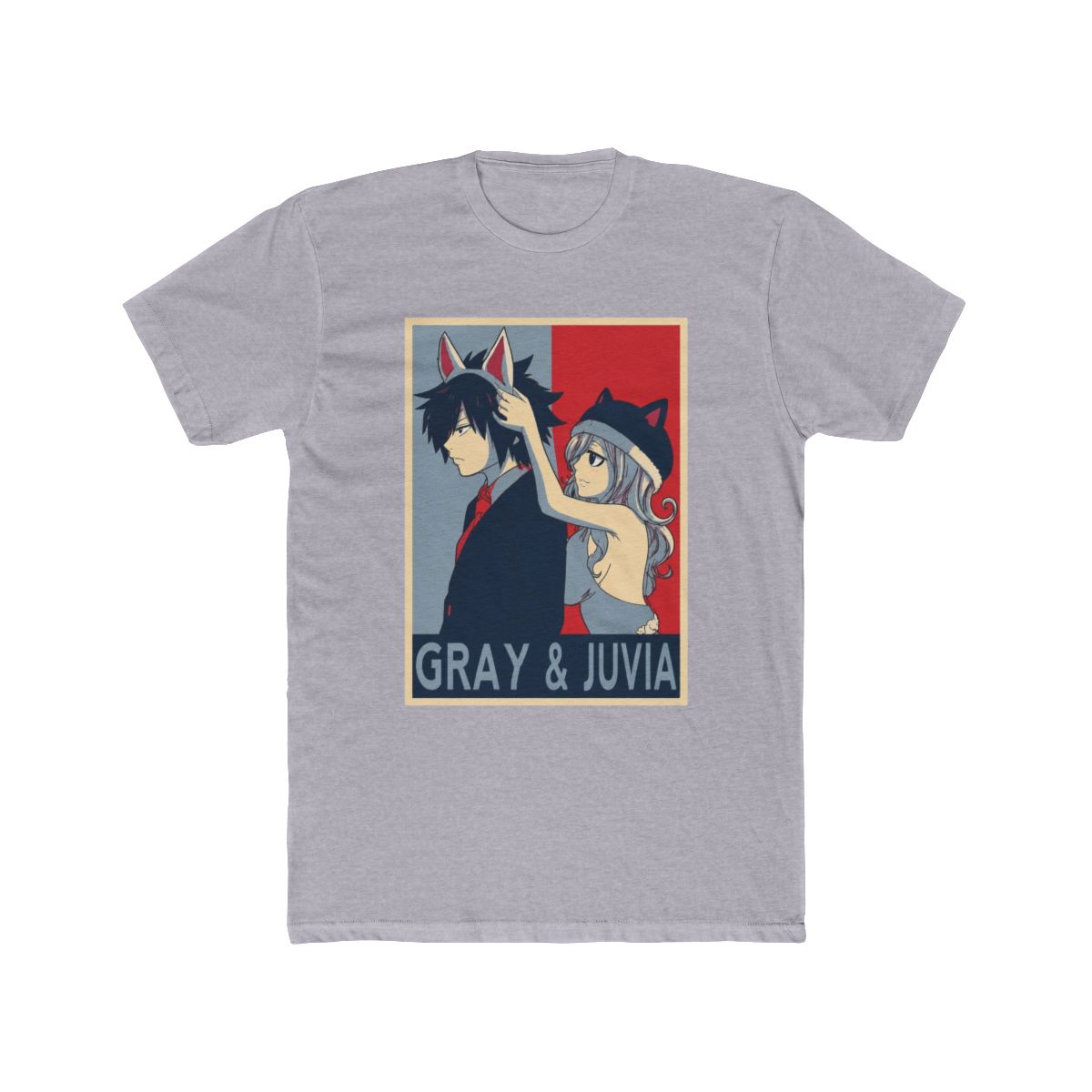 Fairy Tail Gray Fullbuster Juvia Lockser Anime Aesthetic Vaporwave Manga Otaku Heavy Cotton Tee - alternate angle 5, merchandise
